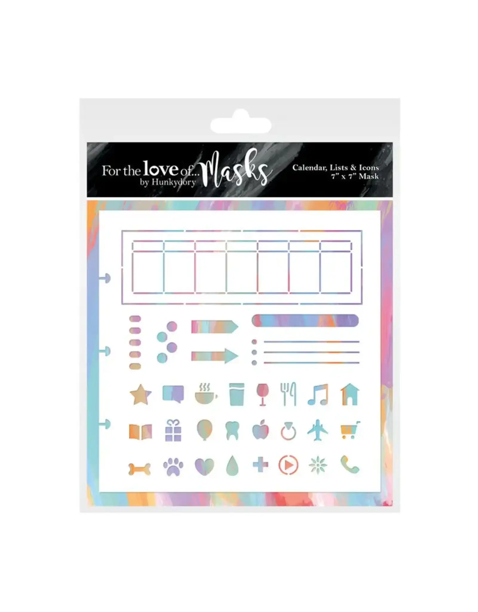 HUNKYDORY CRAFTS LTD. HUNKYDORY FOR THE LOVE OF MASKS CALENDAR, LISTS & ICONS 7x7 STENCIL