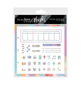 HUNKYDORY CRAFTS LTD. HUNKYDORY FOR THE LOVE OF MASKS CALENDAR, LISTS & ICONS 7x7 STENCIL