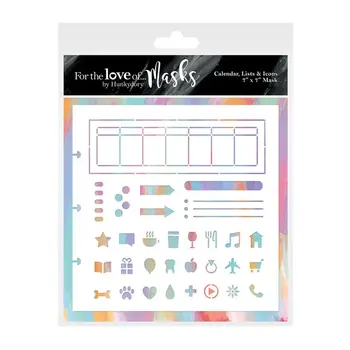 HUNKYDORY CRAFTS LTD. HUNKYDORY FOR THE LOVE OF MASKS CALENDAR, LISTS & ICONS 7x7 STENCIL