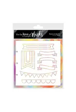 HUNKYDORY CRAFTS LTD. HUNKYDORY FOR THE LOVE OF MASKS BANNERS & BORDERS 7x7 STENCIL
