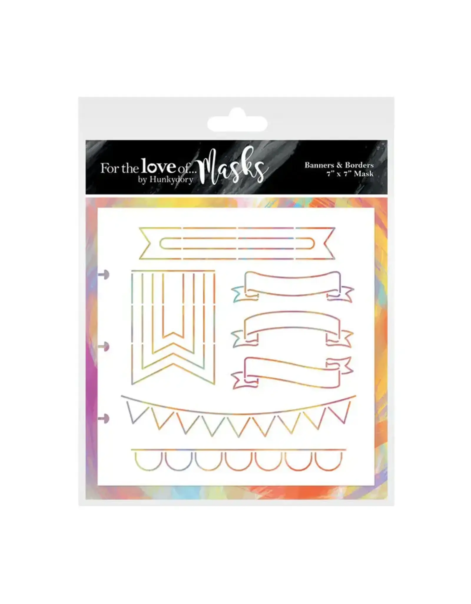 HUNKYDORY CRAFTS LTD. HUNKYDORY FOR THE LOVE OF MASKS BANNERS & BORDERS 7x7 STENCIL