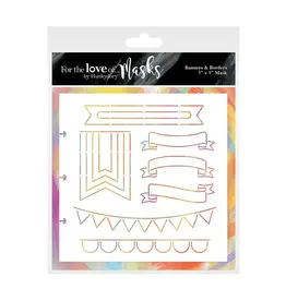 HUNKYDORY CRAFTS LTD. HUNKYDORY FOR THE LOVE OF MASKS BANNERS & BORDERS 7x7 STENCIL