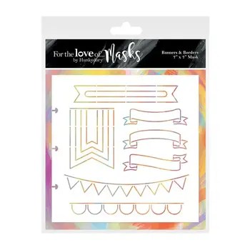 HUNKYDORY CRAFTS LTD. HUNKYDORY FOR THE LOVE OF MASKS BANNERS & BORDERS 7x7 STENCIL