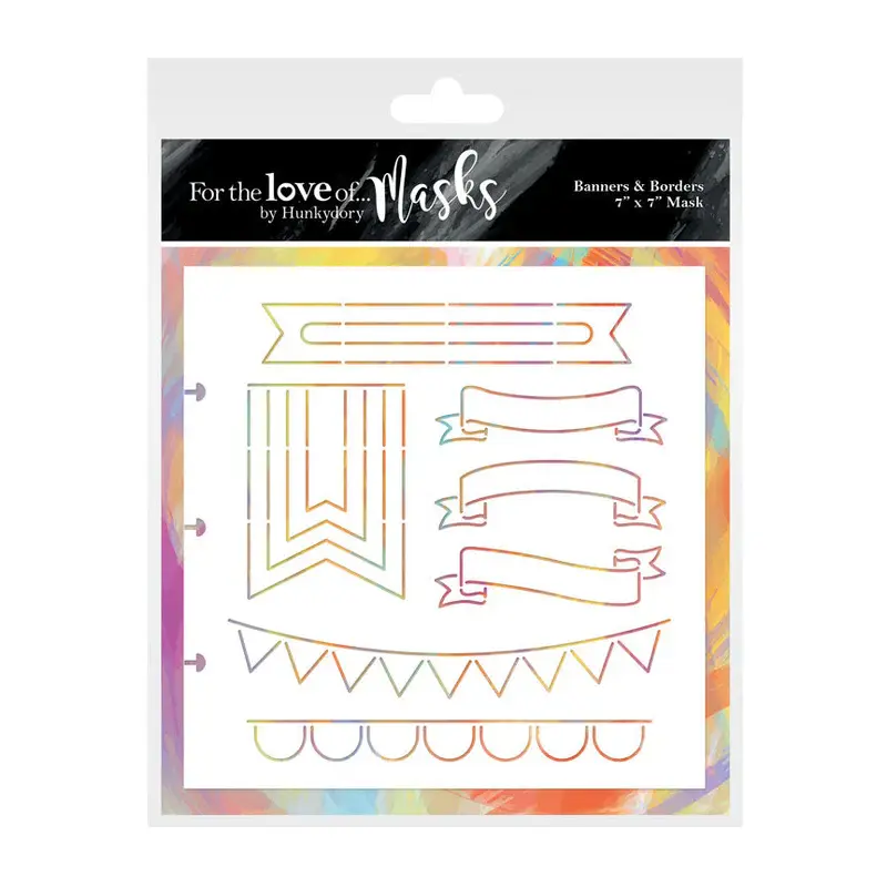 HUNKYDORY CRAFTS LTD. HUNKYDORY FOR THE LOVE OF MASKS BANNERS & BORDERS 7x7 STENCIL