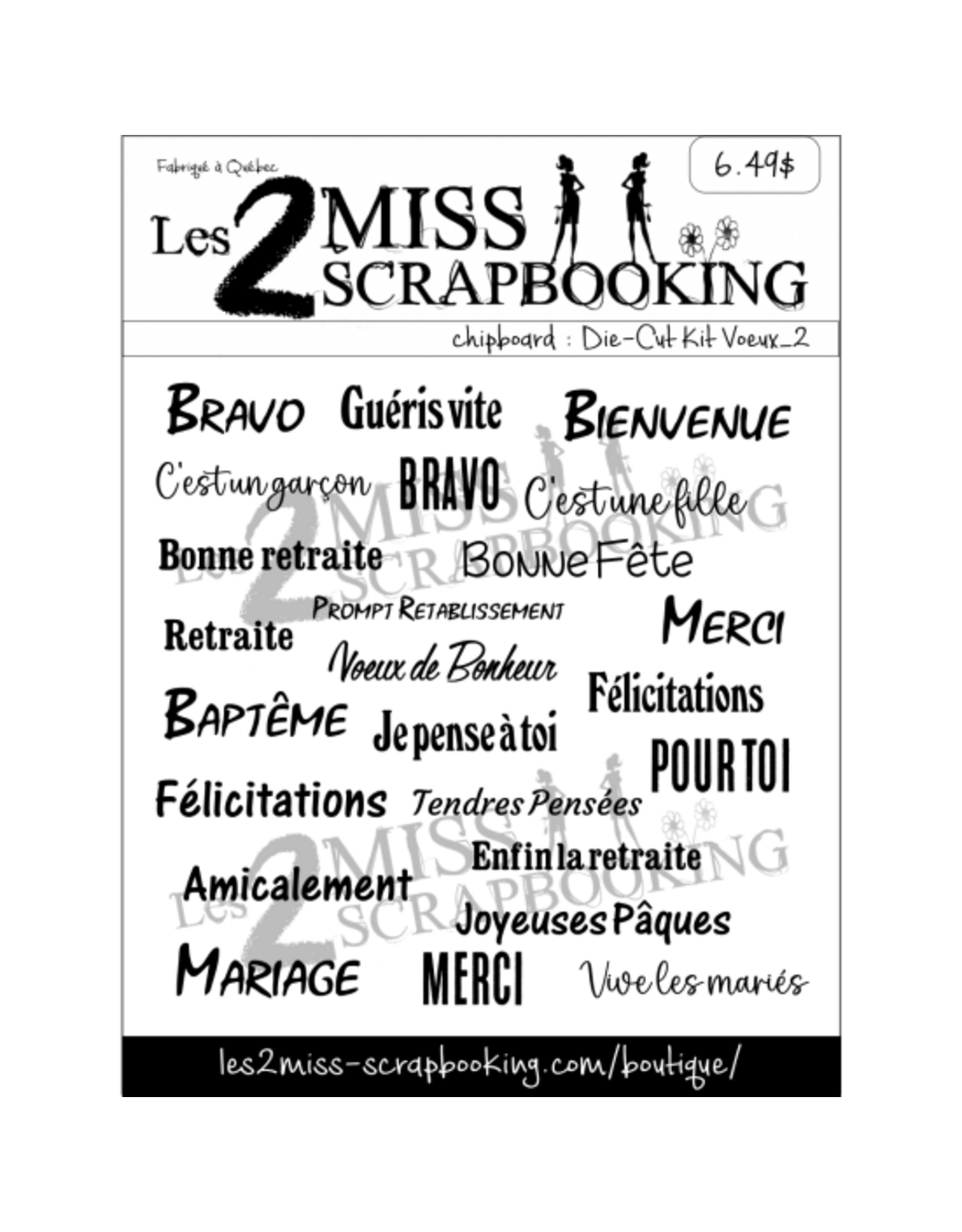 LES 2 MISS SCRAPBOOKING LES 2 MISS SCRAPBOOKING KIT VOEUX 2 DIE-CUTS