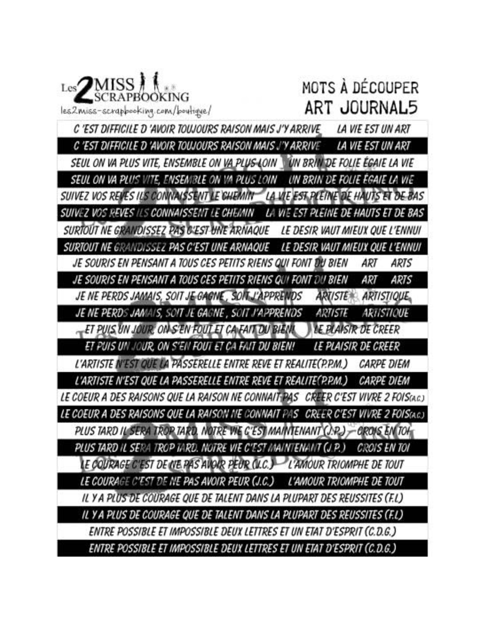 LES 2 MISS SCRAPBOOKING LES 2 MISS SCRAPBOOKING ART JOURNAL_5 MOTS À DÉCOUPER