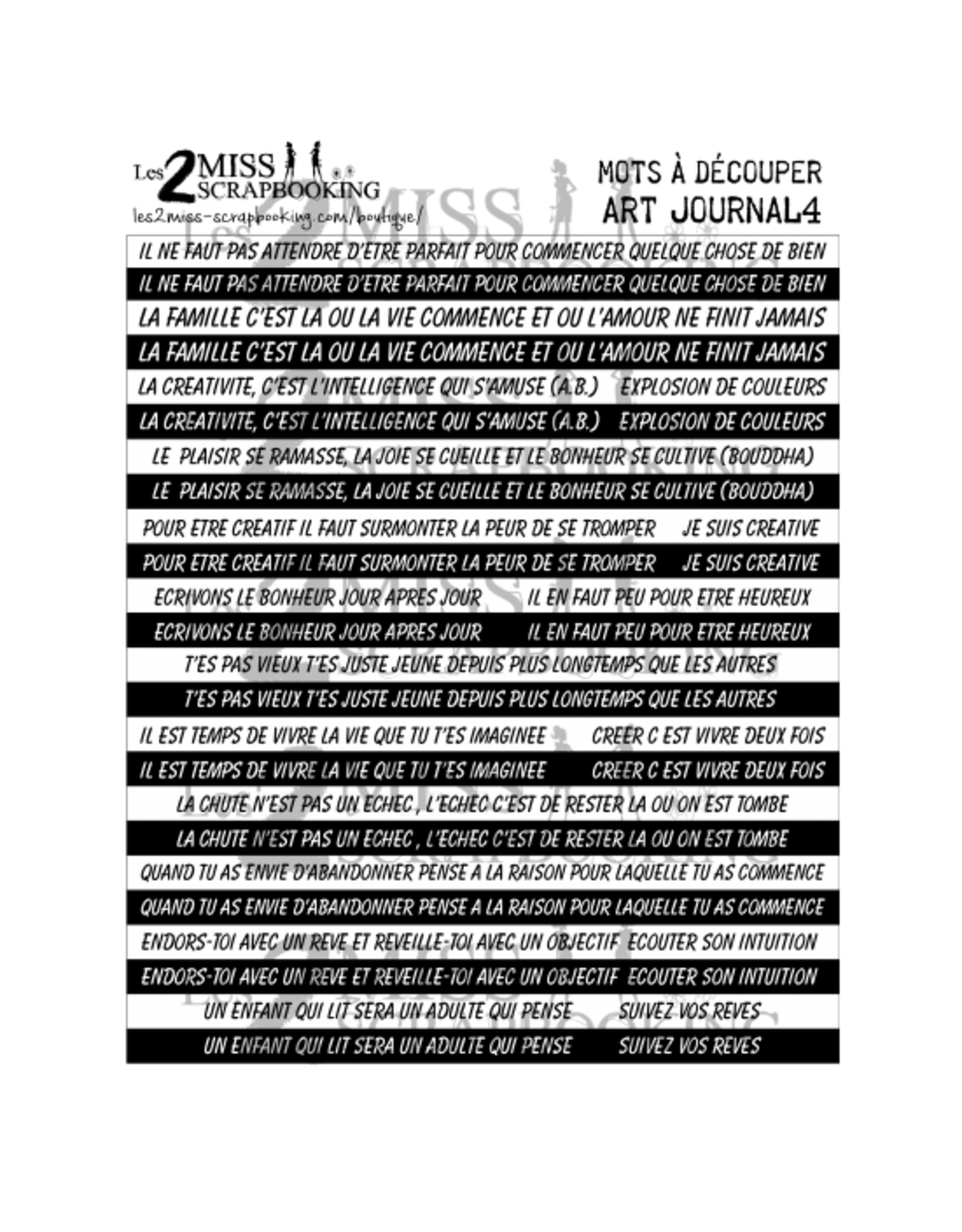 LES 2 MISS SCRAPBOOKING LES 2 MISS SCRAPBOOKING ART JOURNAL_4 MOTS À DÉCOUPER