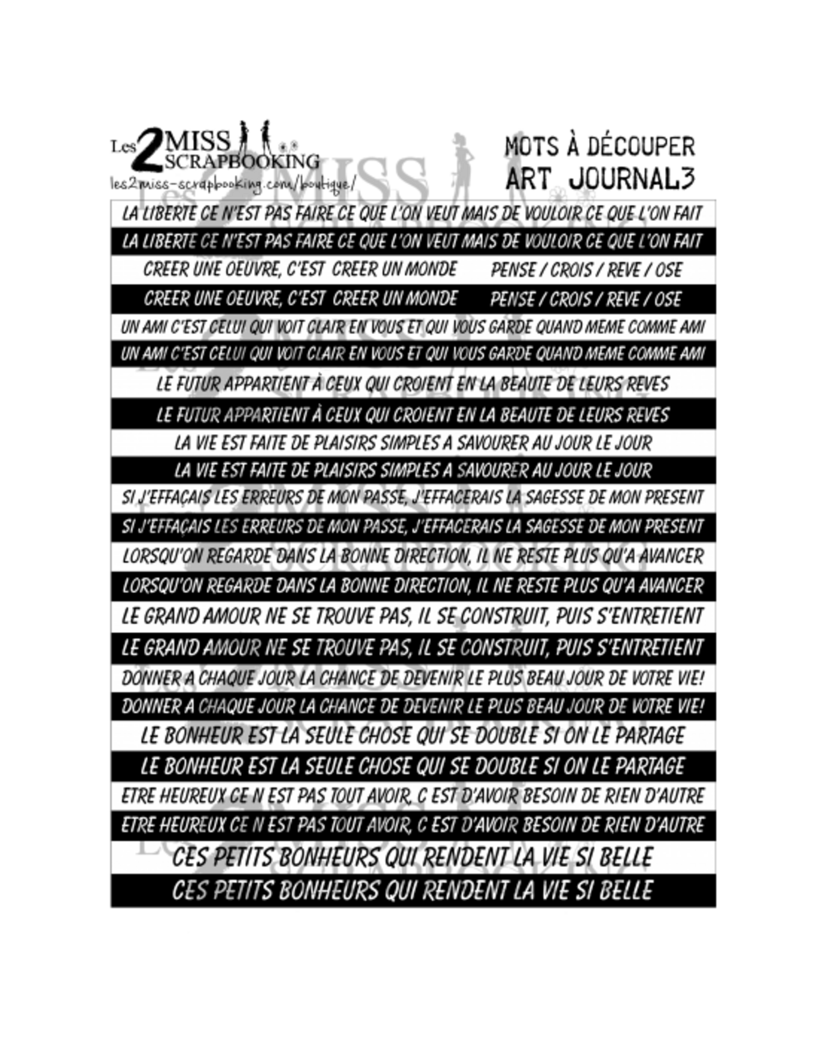 LES 2 MISS SCRAPBOOKING LES 2 MISS SCRAPBOOKING ART JOURNAL_3 MOTS À DÉCOUPER