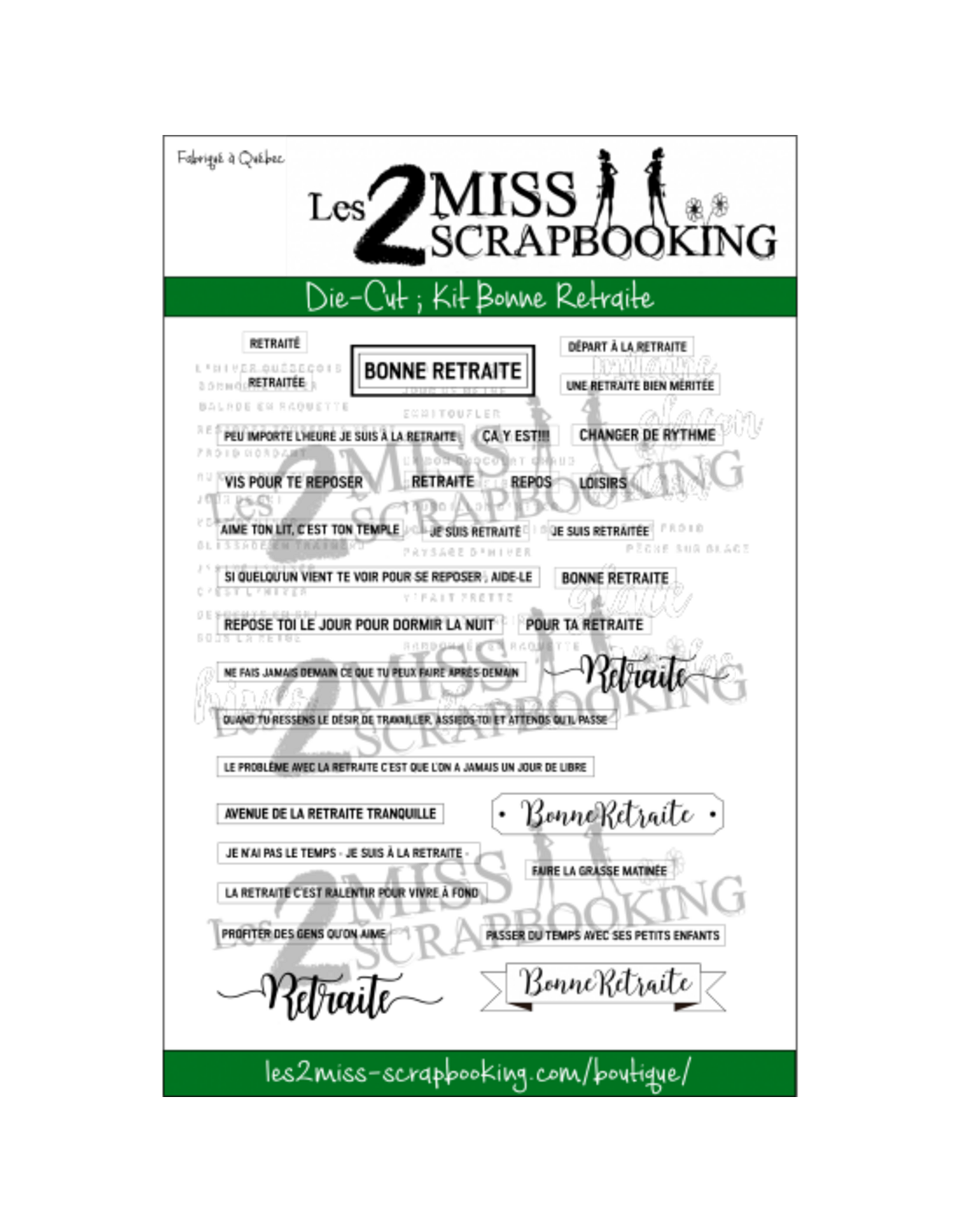 LES 2 MISS SCRAPBOOKING LES 2 MISS SCRAPBOOKING KIT BONNE RETRAITE DIE-CUTS