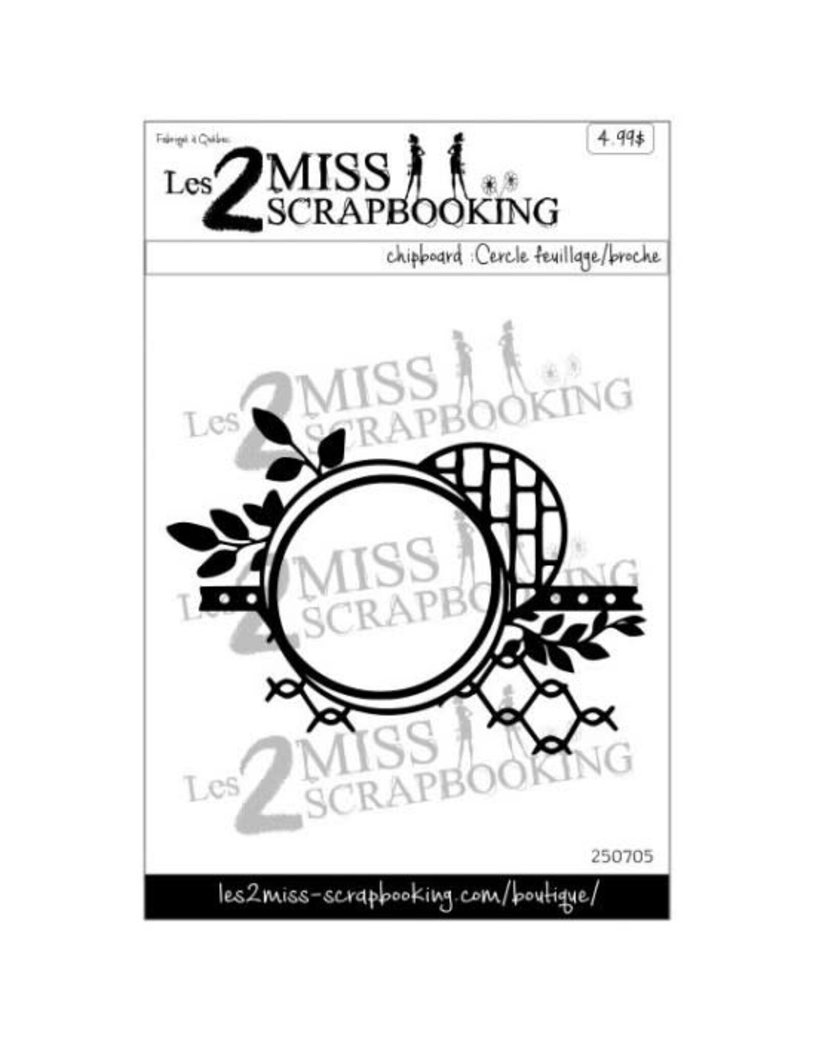 LES 2 MISS SCRAPBOOKING LES 2 MISS SCRAPBOOKING KIT CERCLE FEUILLAGE BROCHE CHIPBOARD
