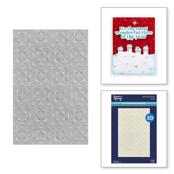 SPELLBINDERS SPELLBINDERS SIMON'S SNOW GLOBES COLLECTION GEO QUILT 3D EMBOSSING FOLDER