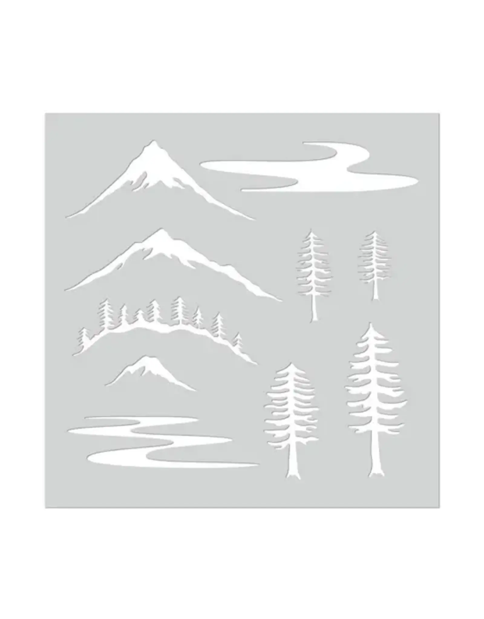 HERO ARTS HERO ARTS MOUNTAIN SCENE 6x6 STENCIL