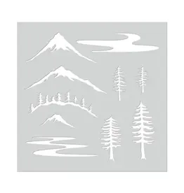 HERO ARTS HERO ARTS MOUNTAIN SCENE 6x6 STENCIL
