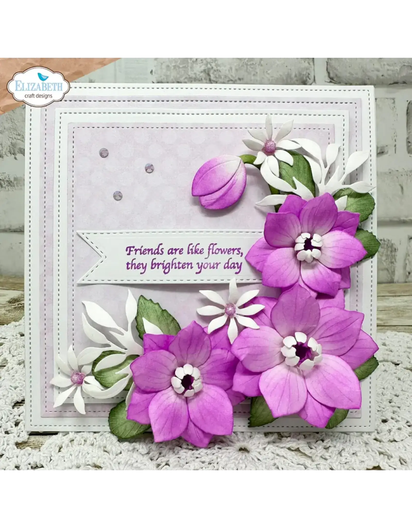 ELIZABETH CRAFT DESIGNS ELIZABETH CRAFT DESIGNS PAPER FLOWERS STITCHED SQUARES AND CIRCLES DIE SET