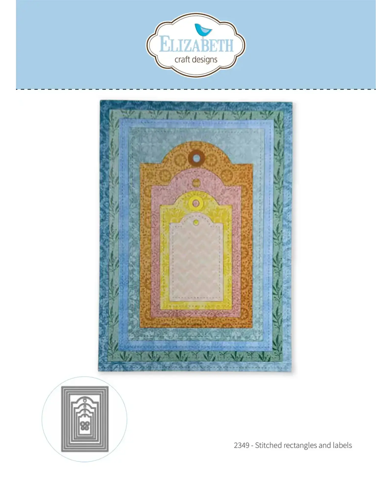 ELIZABETH CRAFT DESIGNS ELIZABETH CRAFT DESIGNS PAPER FLOWERS STITCHED RECTANGLES AND LABELS DIE SET