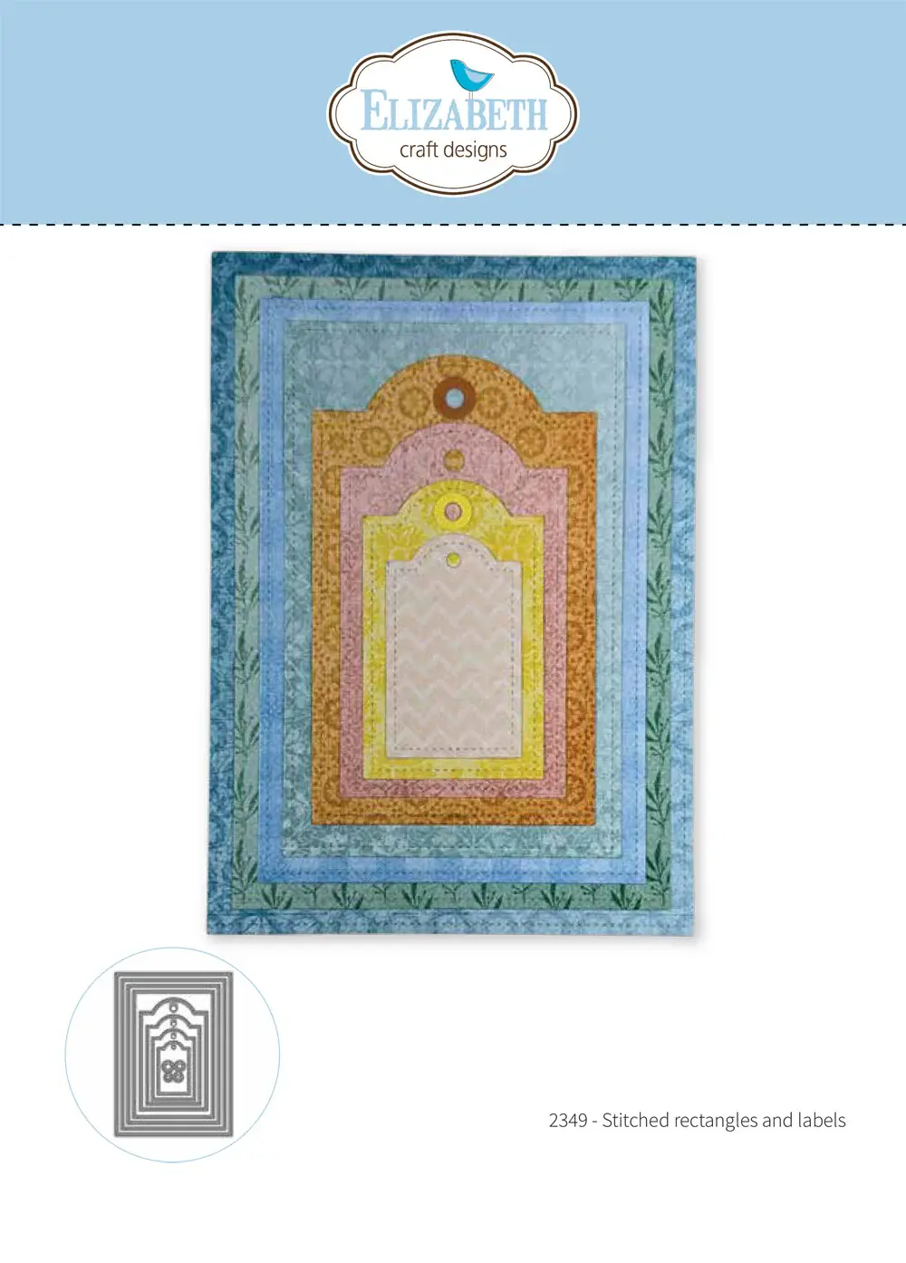 ELIZABETH CRAFT DESIGNS ELIZABETH CRAFT DESIGNS PAPER FLOWERS STITCHED RECTANGLES AND LABELS DIE SET