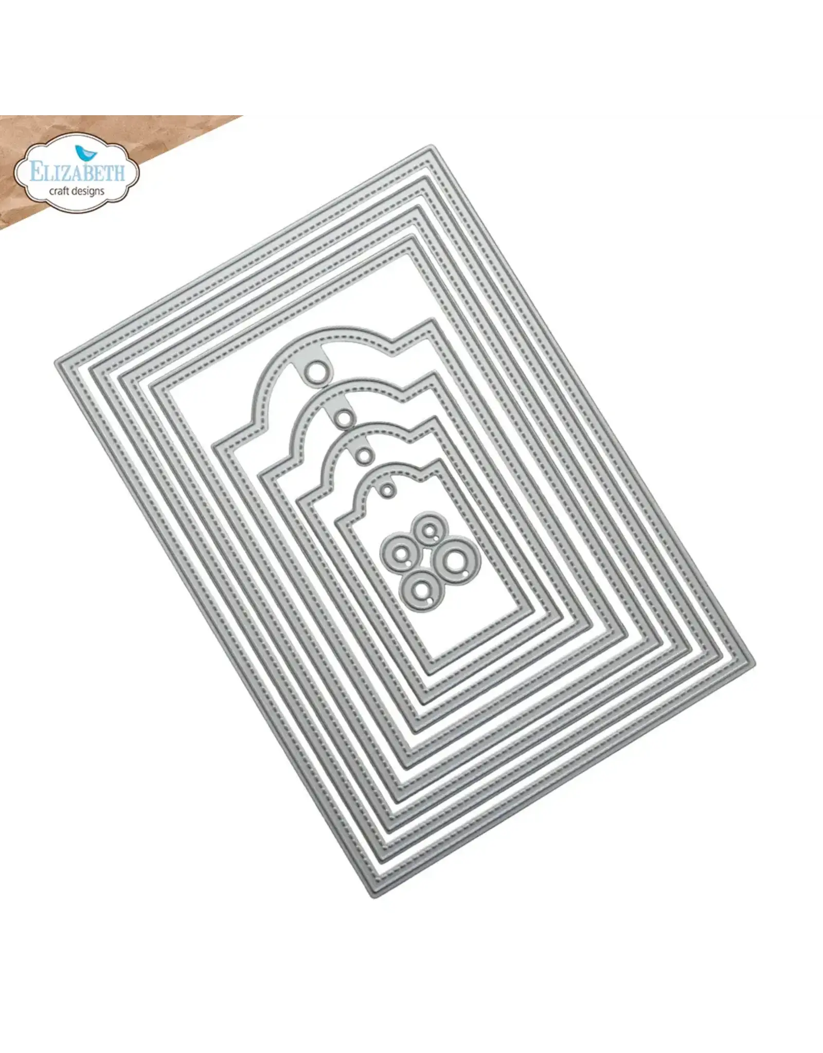 ELIZABETH CRAFT DESIGNS ELIZABETH CRAFT DESIGNS PAPER FLOWERS STITCHED RECTANGLES AND LABELS DIE SET