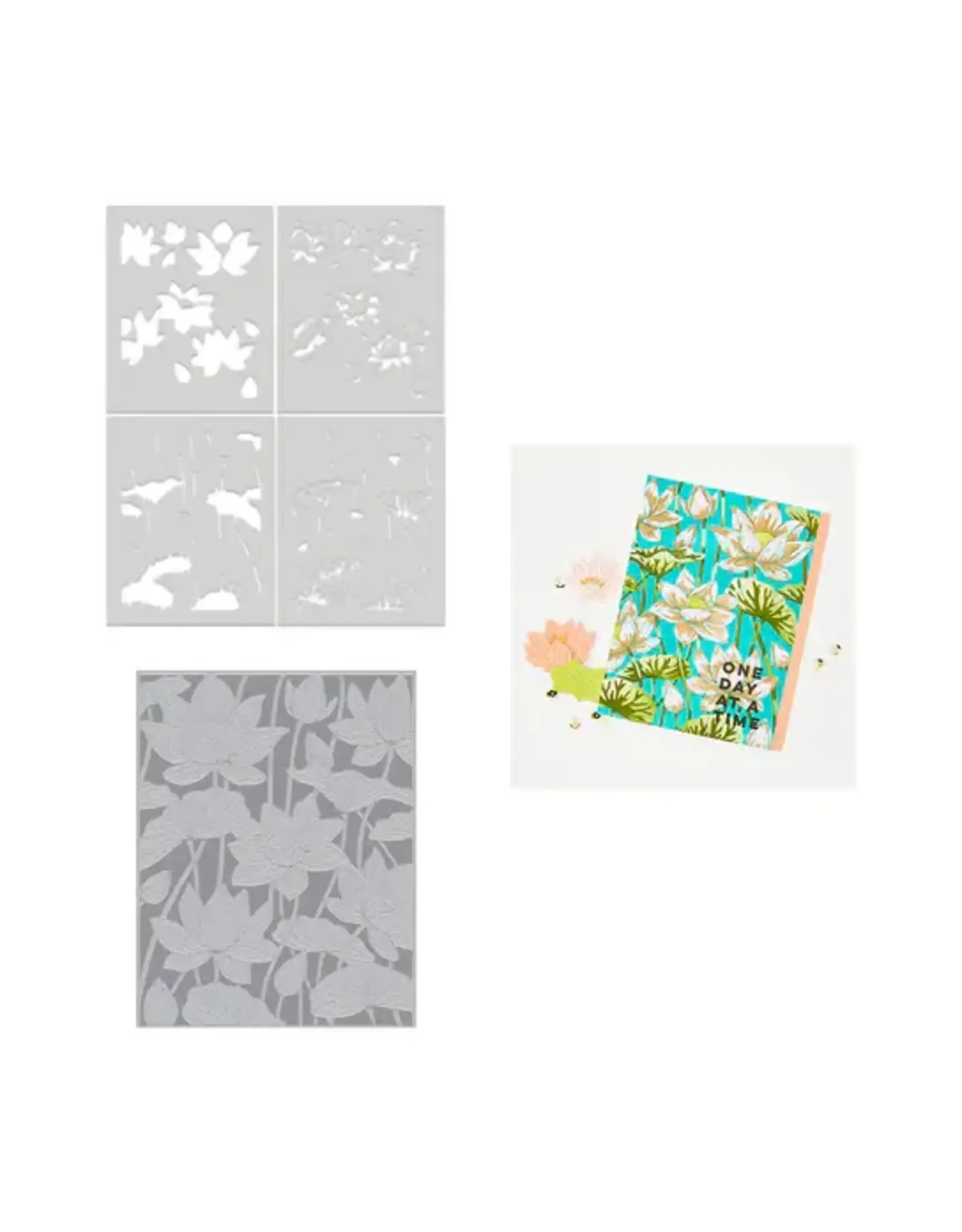 HERO ARTS HERO ARTS LOTUS FIELD LETTERPRESS + FOIL PLATE AND STENCIL SET