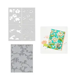 HERO ARTS HERO ARTS LOTUS FIELD LETTERPRESS + FOIL PLATE AND STENCIL SET