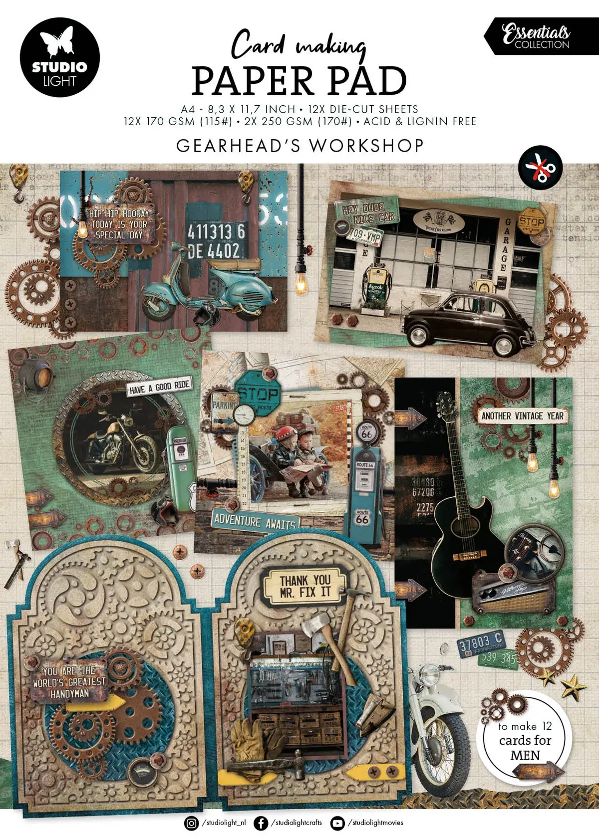 STUDIOLIGHT STUDIOLIGHT ESSENTIALS COLLECTION GEARHEAD WORKSHOP CARD MAKING PAD