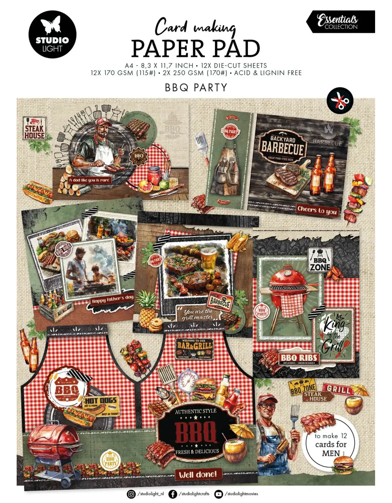 STUDIOLIGHT STUDIOLIGHT ESSENTIALS COLLECTION BBQ PARTY CARD MAKING PAD