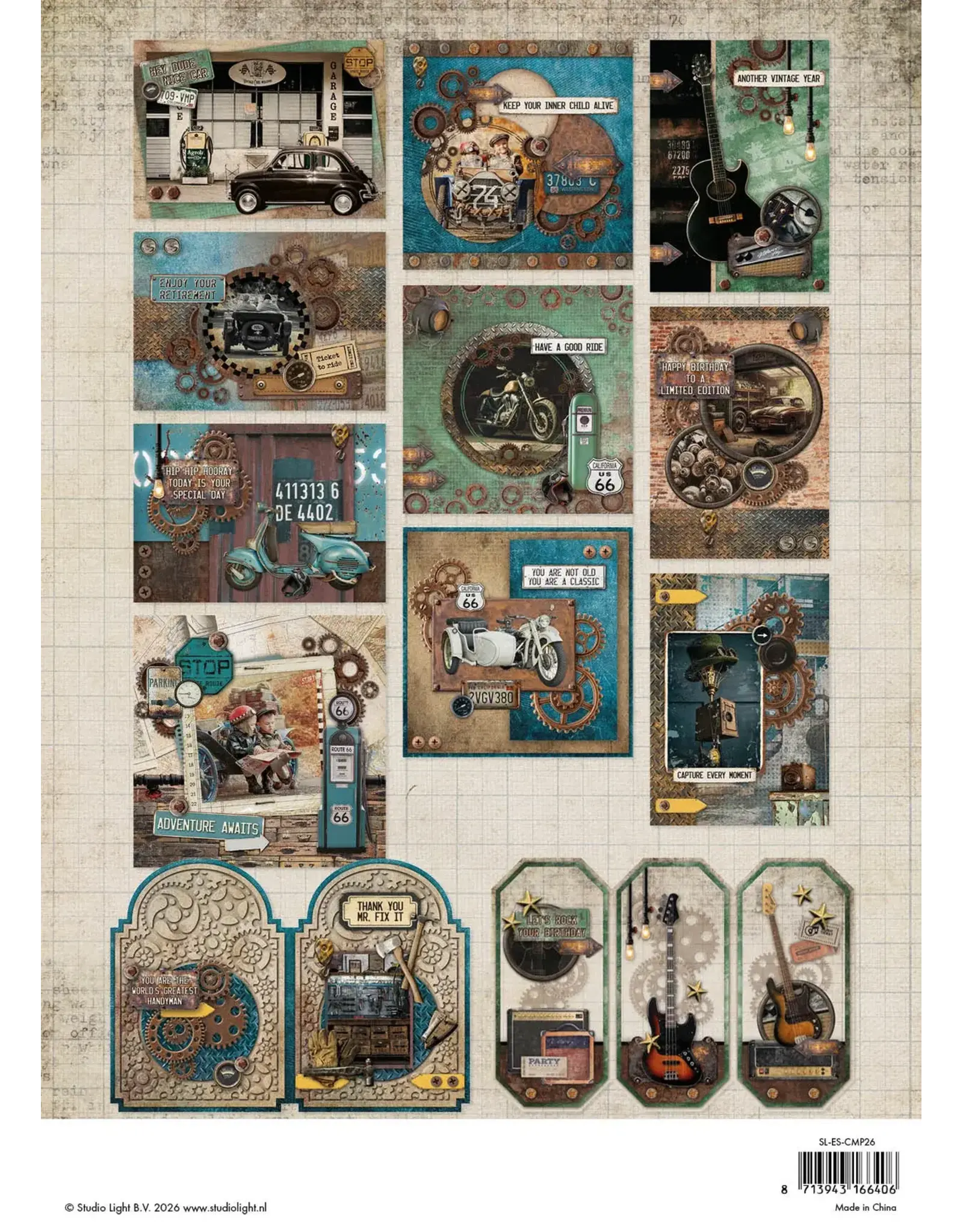 STUDIOLIGHT STUDIOLIGHT ESSENTIALS COLLECTION GEARHEAD WORKSHOP CARD MAKING PAD