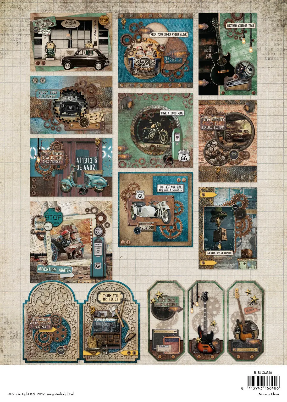 STUDIOLIGHT STUDIOLIGHT ESSENTIALS COLLECTION GEARHEAD WORKSHOP CARD MAKING PAD