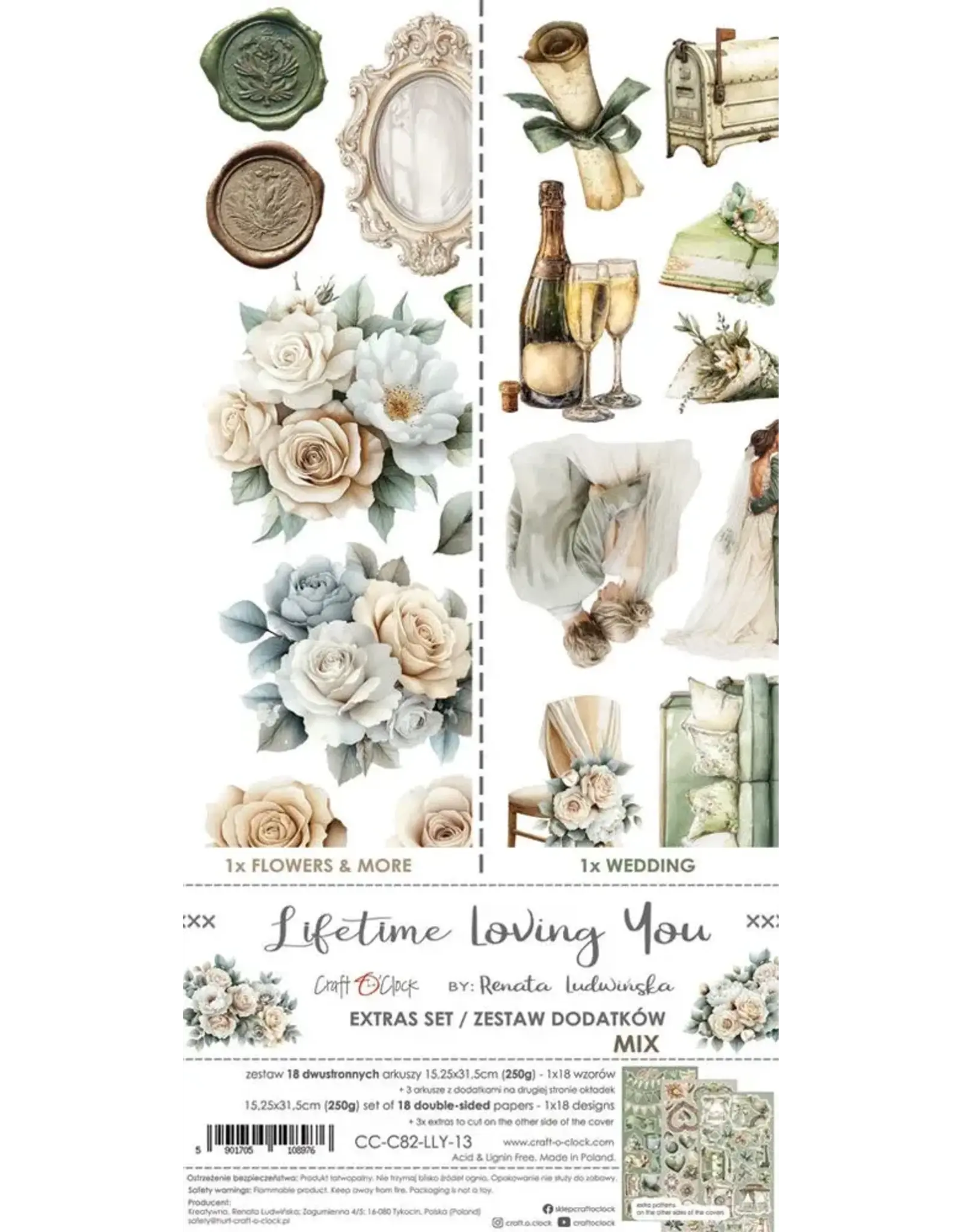 CRAFT O'CLOCK CRAFT O'CLOCK LIFETIME LOVING YOU EXTRAS SET-MIX 6x12 COLLECTION PACK 18 SHEETS