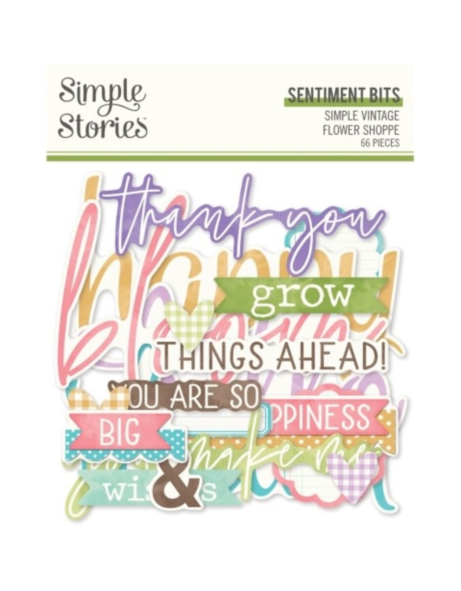 SIMPLE STORIES SIMPLE STORIES SIMPLE VINTAGE FLOWER SHOPPE SENTIMENTS BITS & PIECES 66/PK