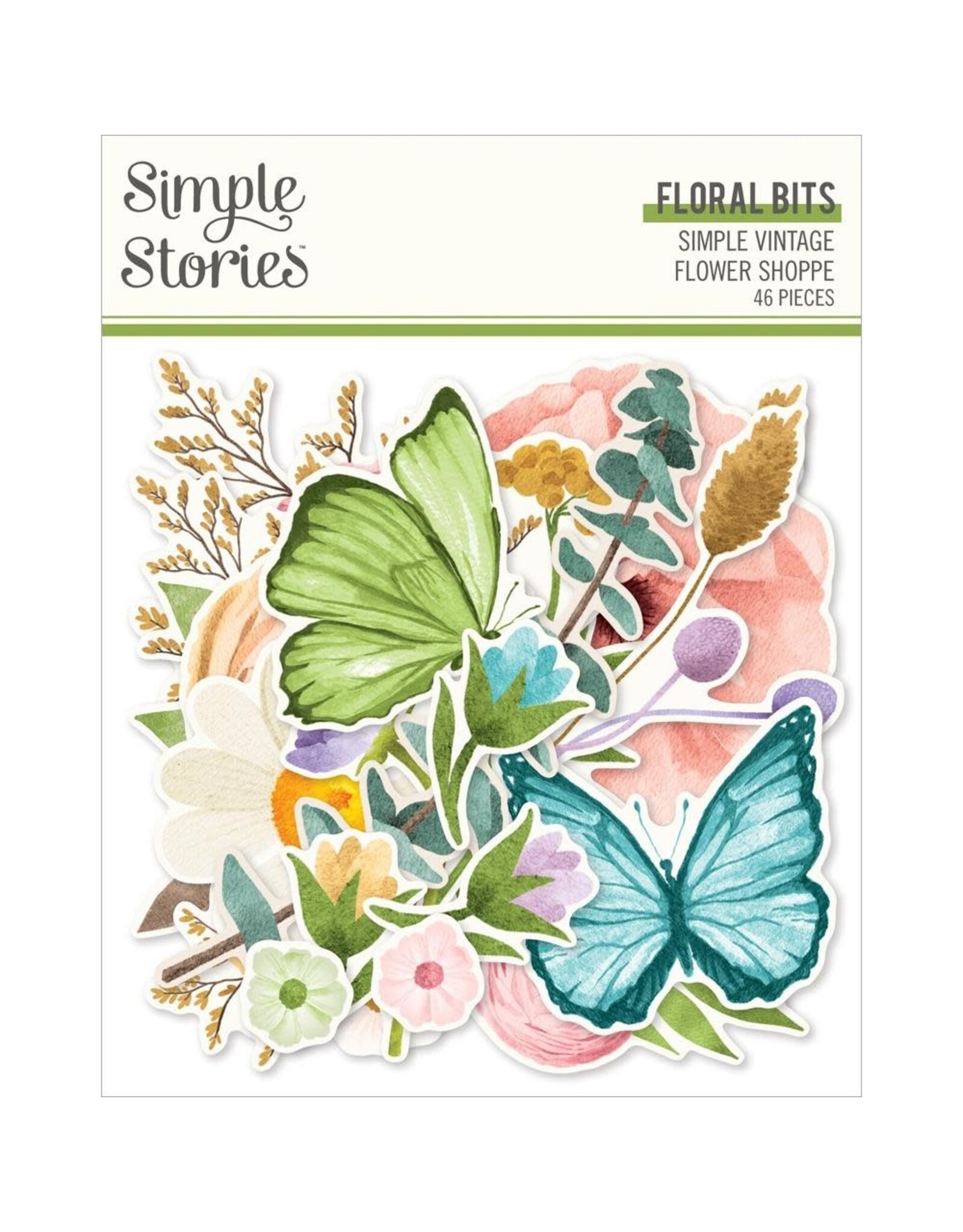 SIMPLE STORIES SIMPLE STORIES SIMPLE VINTAGE FLOWER SHOPPE FLORALS BITS & PIECES 46/PK