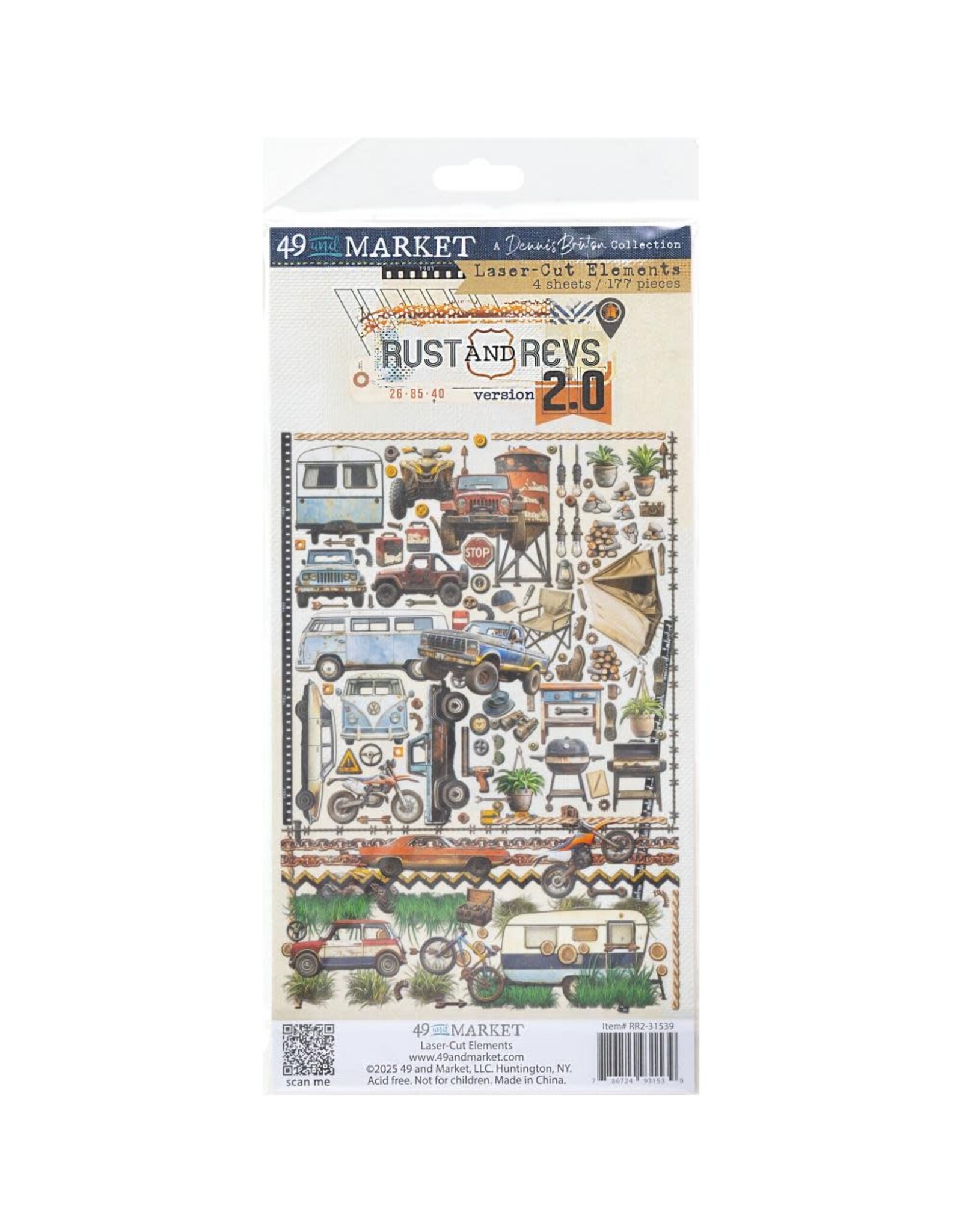 49 AND MARKET 49 AND MARKET RUST & REVS 2.0 6x12 LASER CUT ELEMENTS 177/PK