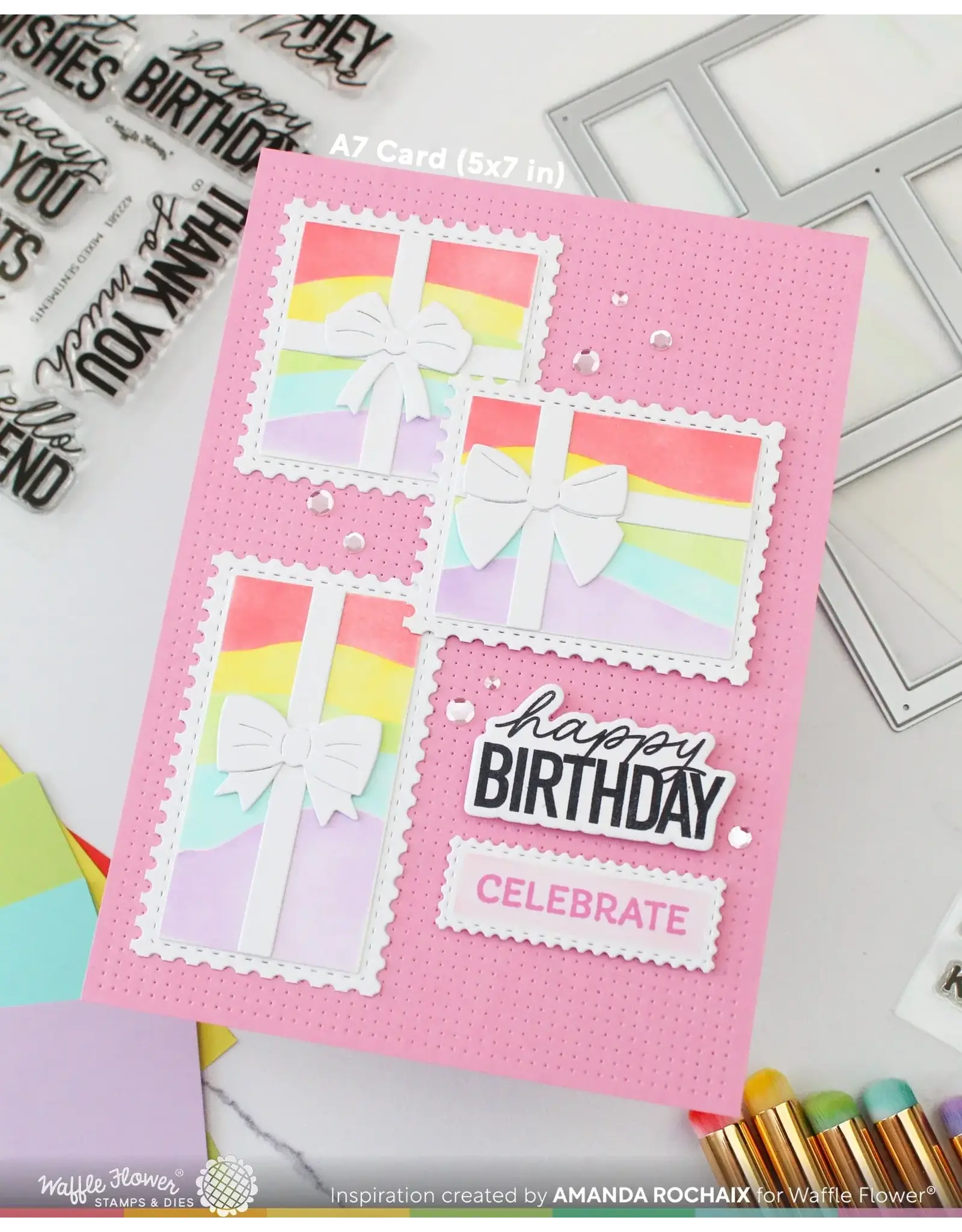 WAFFLE FLOWER WAFFLE FLOWER POSTAGE COLLAGE A7 WAVY LINES STENCIL SET