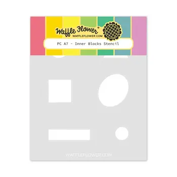 WAFFLE FLOWER WAFFLE FLOWER POSTAGE COLLAGE A7 INNER BLOCKS STENCIL SET