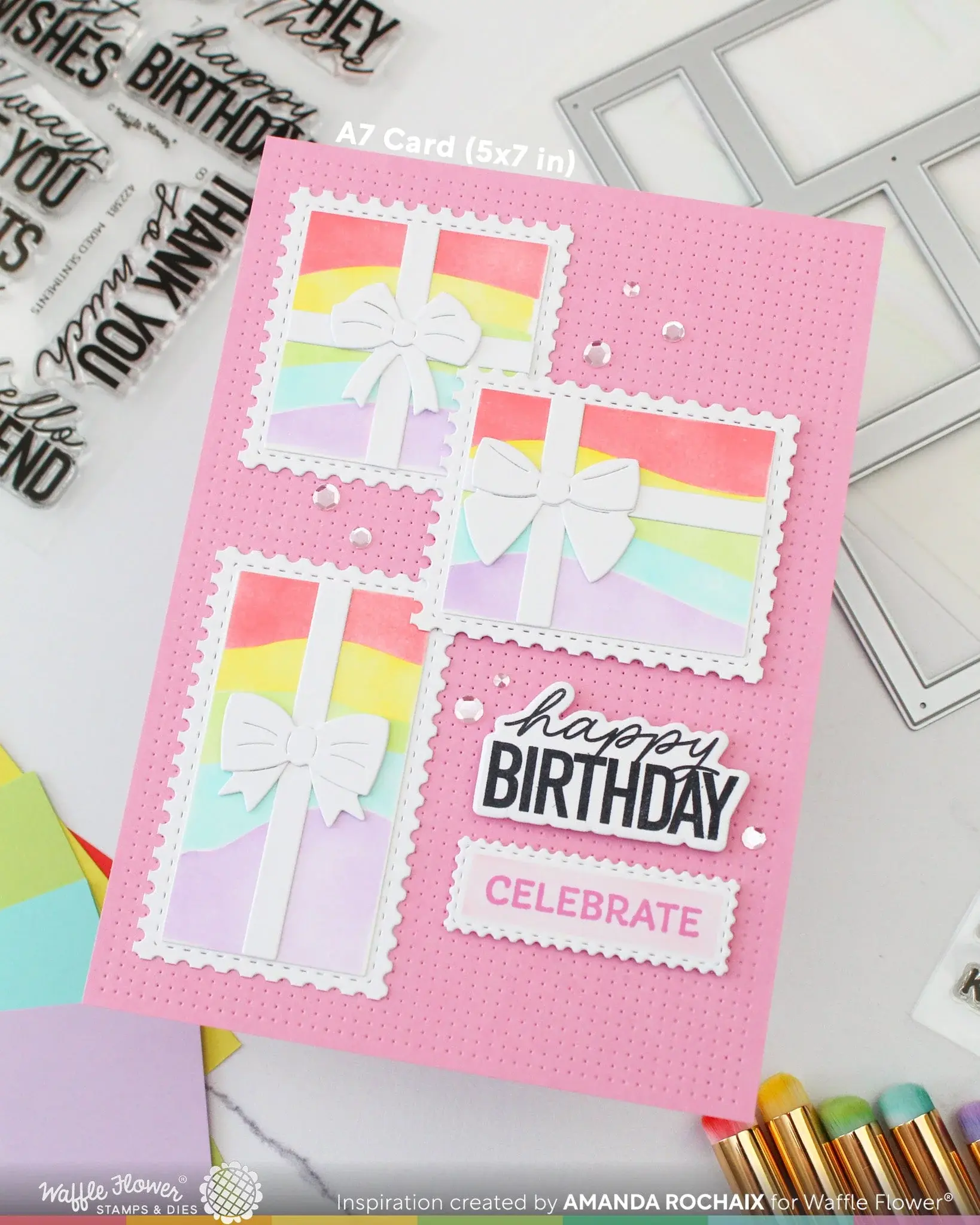 WAFFLE FLOWER WAFFLE FLOWER POSTAGE COLLAGE A7 INNER BLOCKS STENCIL SET
