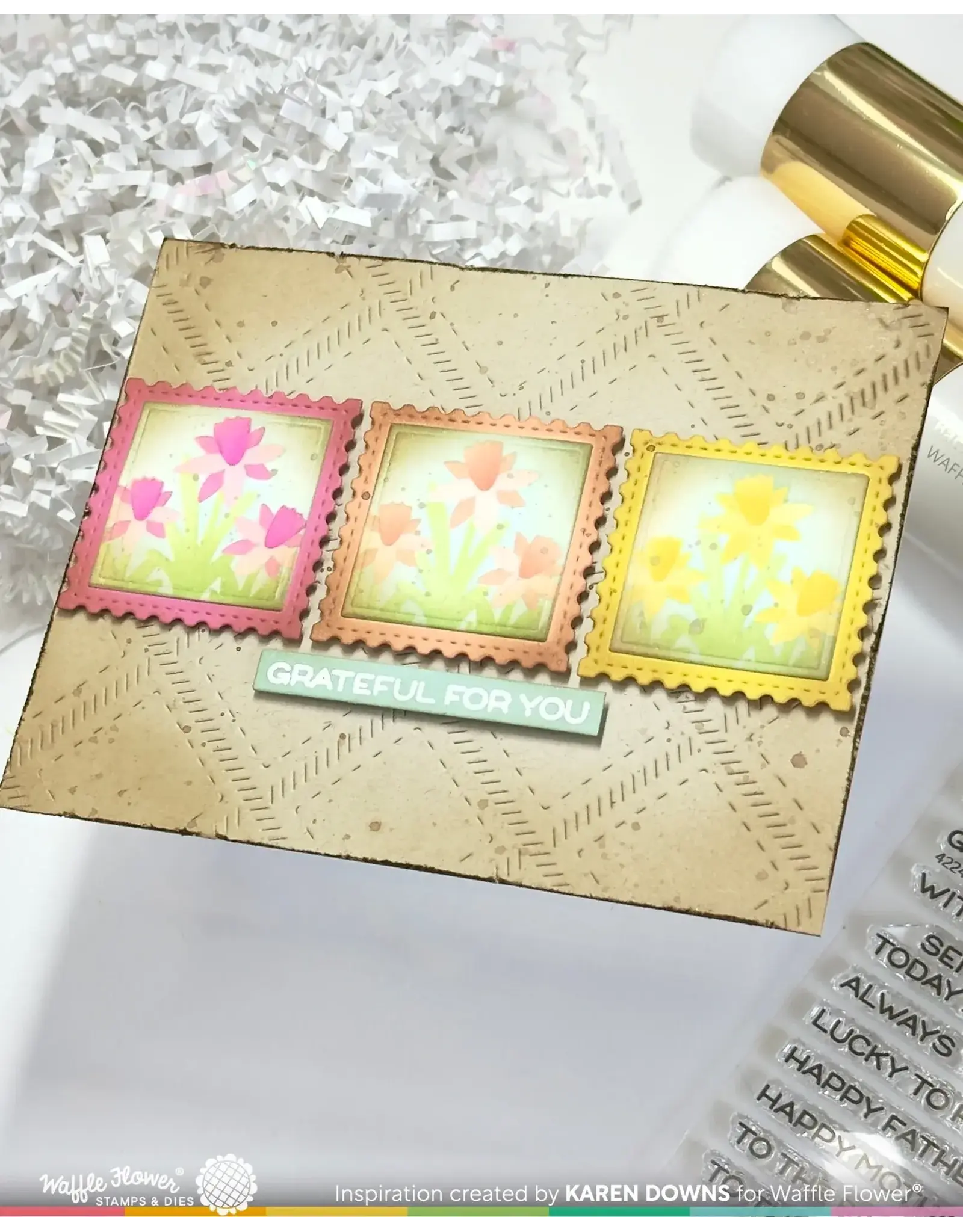 WAFFLE FLOWER WAFFLE FLOWER SQUARE POSTAGE DIE