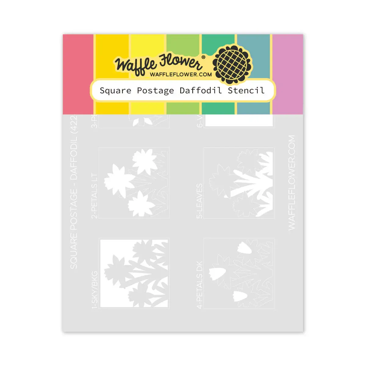 WAFFLE FLOWER SQUARE POSTAGE DAFFODIL STENCIL - Scrapbook Centrale