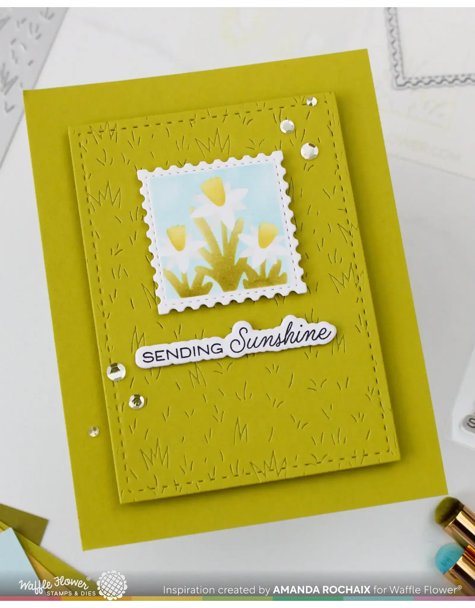 WAFFLE FLOWER WAFFLE FLOWER SQUARE POSTAGE DAFFODIL STENCIL