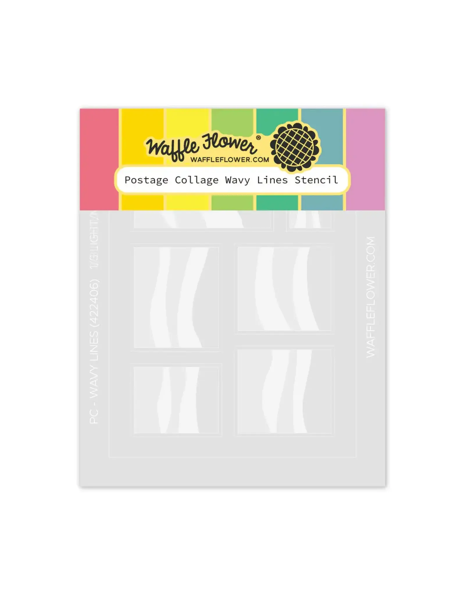 WAFFLE FLOWER WAFFLE FLOWER POSTAGE COLLAGE WAVY LINES STENCIL SET