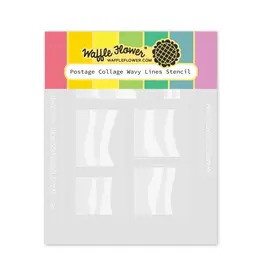 WAFFLE FLOWER WAFFLE FLOWER POSTAGE COLLAGE WAVY LINES STENCIL SET