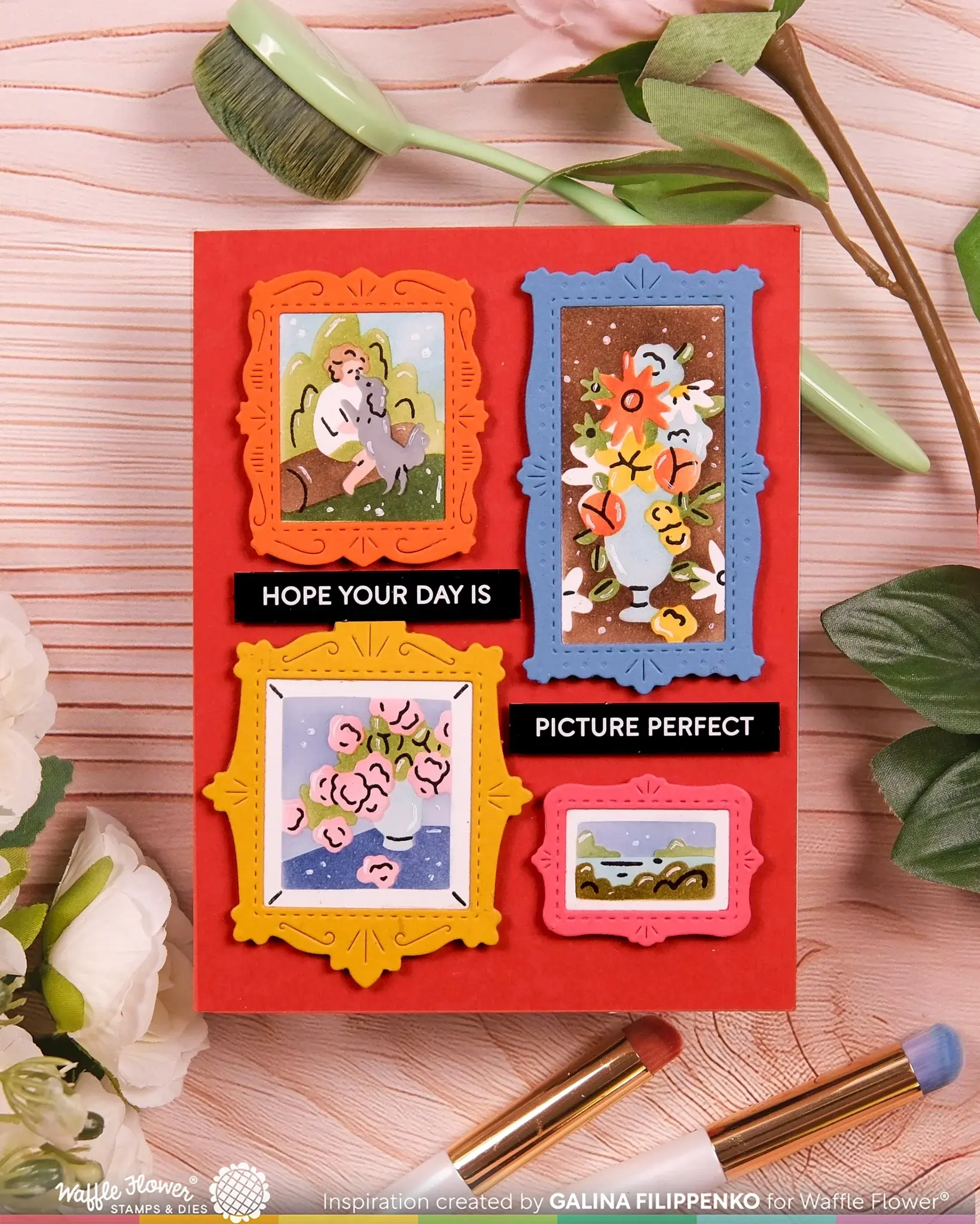 WAFFLE FLOWER WAFFLE FLOWER POSTAGE COLLAGE PICTURE PERFECT DETAIL CLEAR STAMP SET