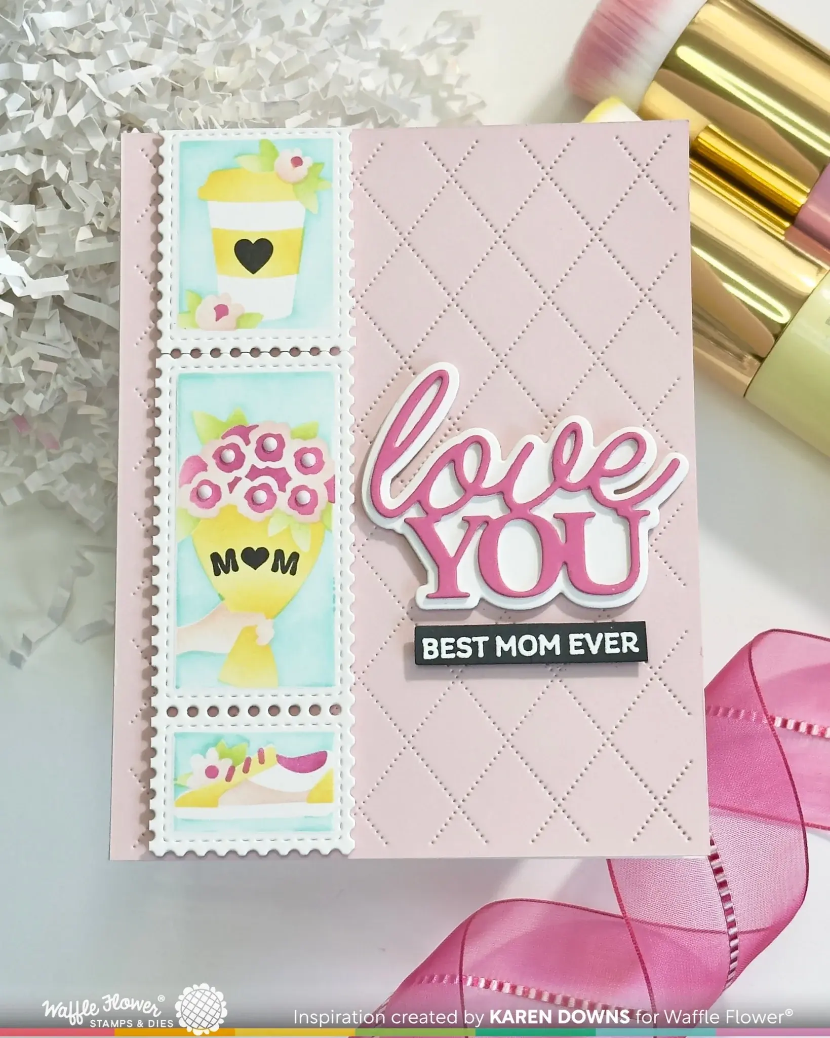 WAFFLE FLOWER WAFFLE FLOWER POSTAGE COLLAGE MOM STENCIL SET