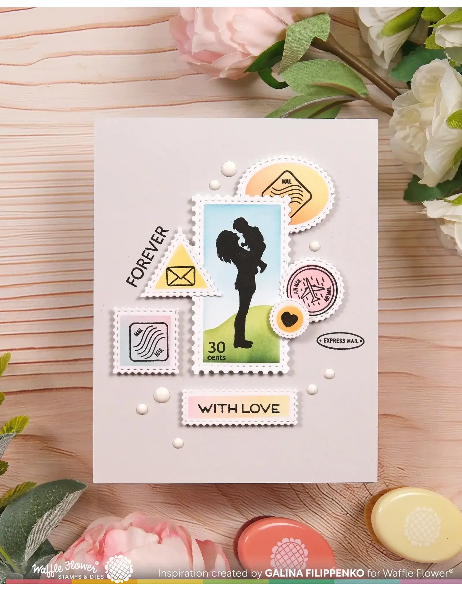 WAFFLE FLOWER WAFFLE FLOWER POSTAGE COLLAGE MOM SILHOUETTES CLEAR STAMP SET