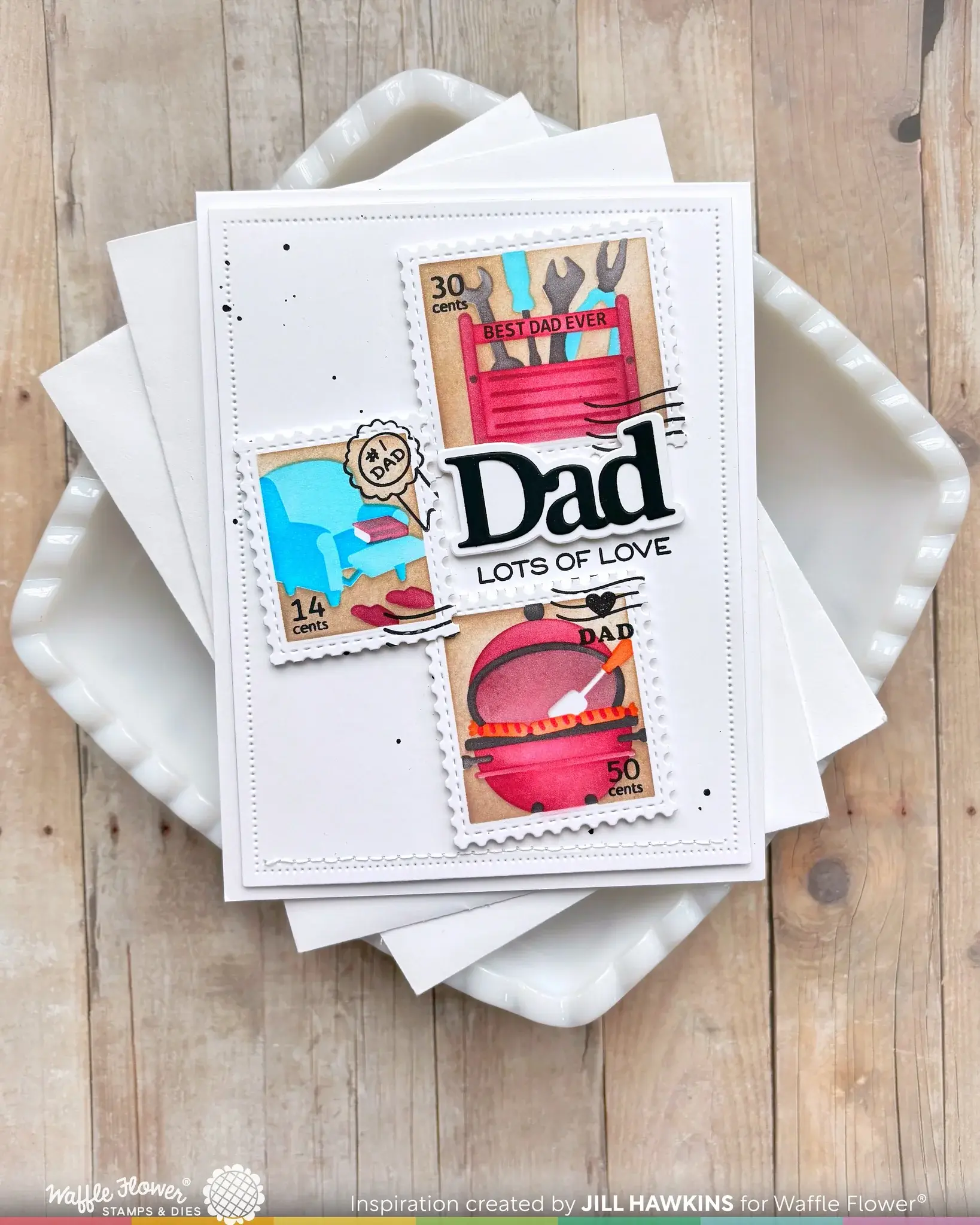 WAFFLE FLOWER WAFFLE FLOWER POSTAGE COLLAGE DAD STENCIL SET