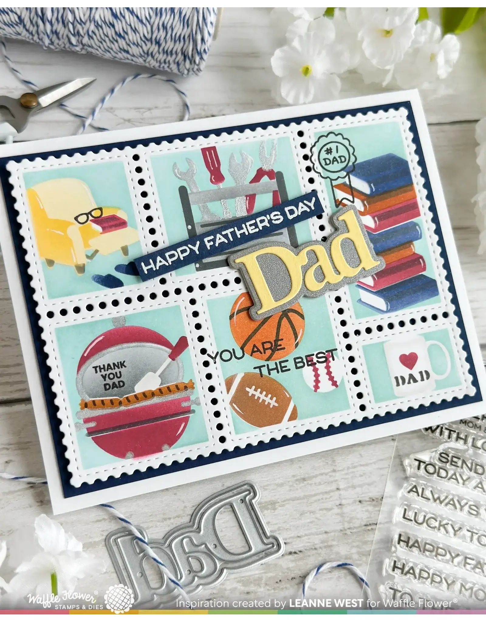 WAFFLE FLOWER WAFFLE FLOWER POSTAGE COLLAGE DAD STENCIL SET