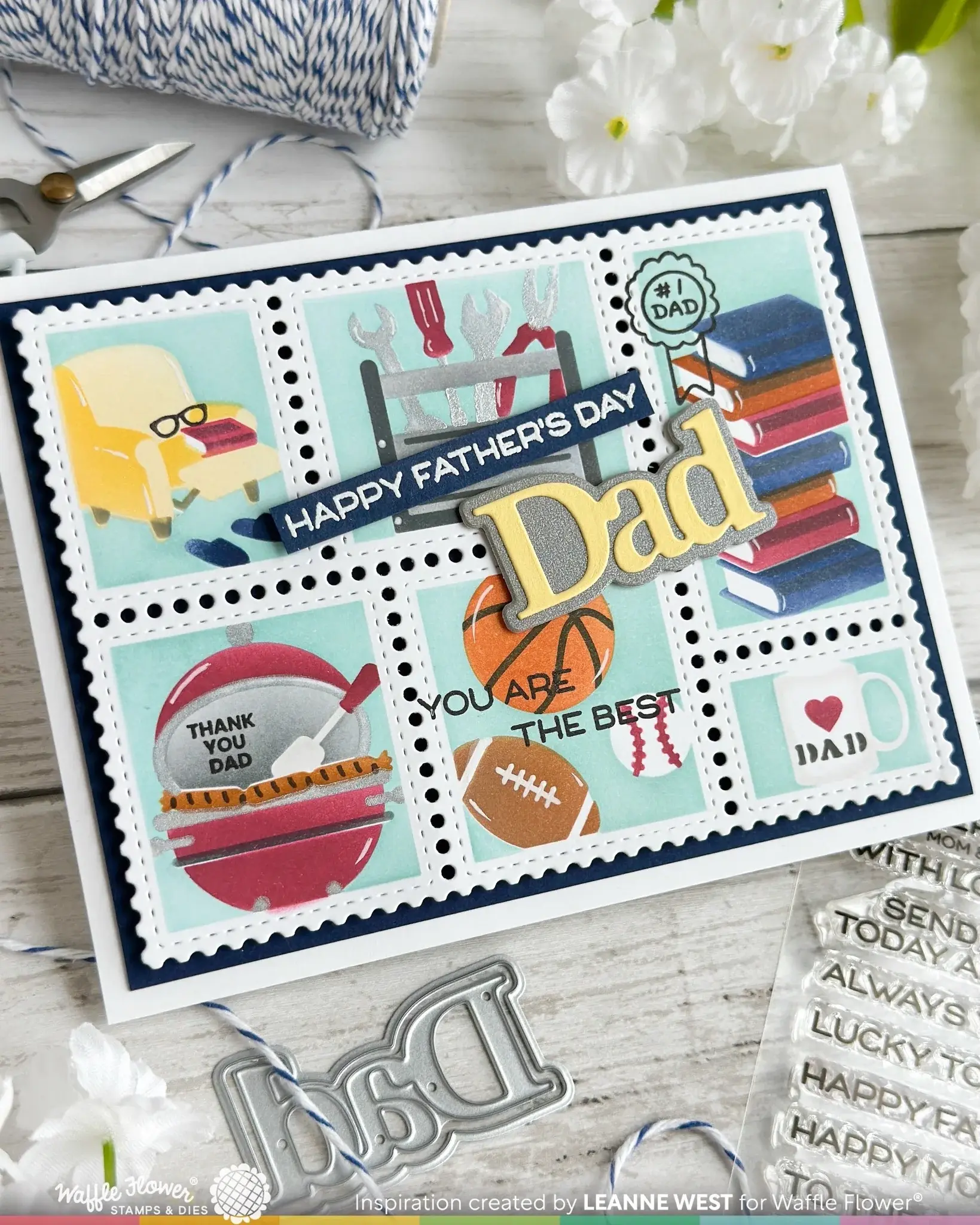 WAFFLE FLOWER WAFFLE FLOWER POSTAGE COLLAGE DAD STENCIL SET