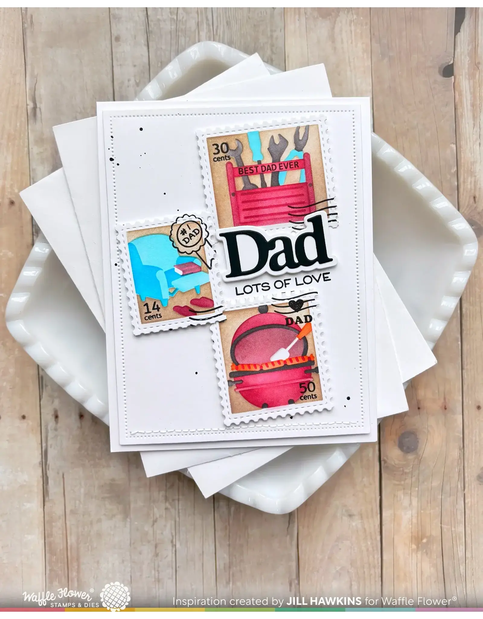 WAFFLE FLOWER WAFFLE FLOWER POSTAGE COLLAGE DAD STENCIL SET