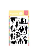 WAFFLE FLOWER WAFFLE FLOWER POSTAGE COLLAGE DAD SILHOUETTES CLEAR STAMP SET