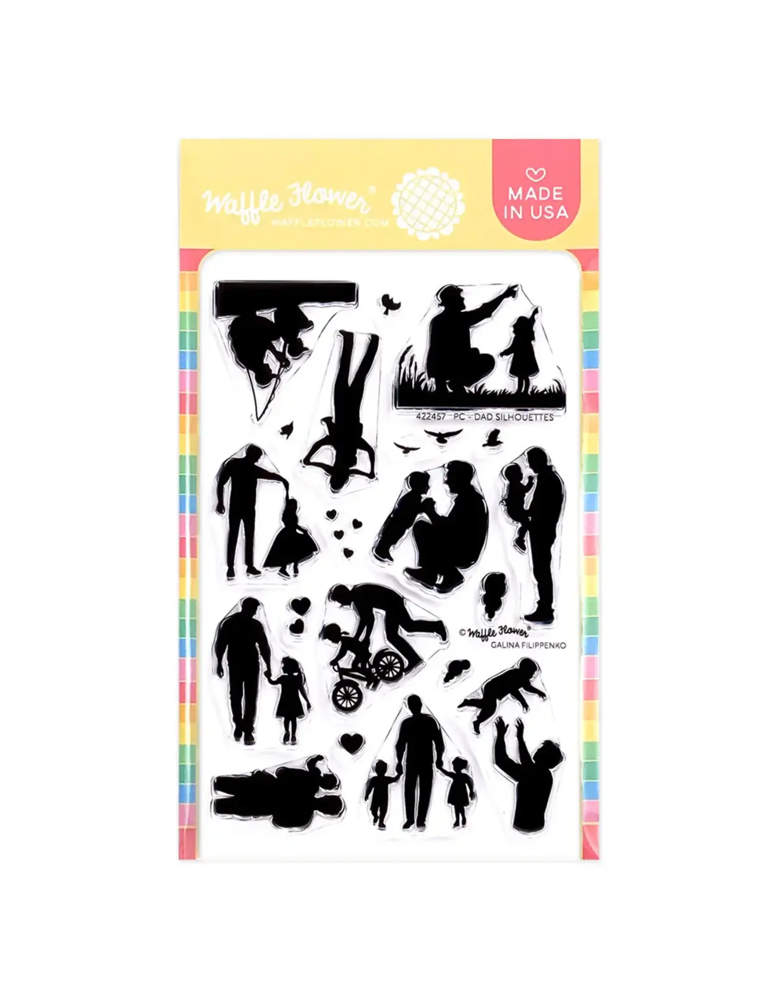 WAFFLE FLOWER WAFFLE FLOWER POSTAGE COLLAGE DAD SILHOUETTES CLEAR STAMP SET