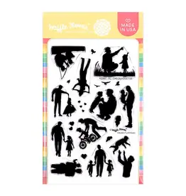 WAFFLE FLOWER WAFFLE FLOWER POSTAGE COLLAGE DAD SILHOUETTES CLEAR STAMP SET