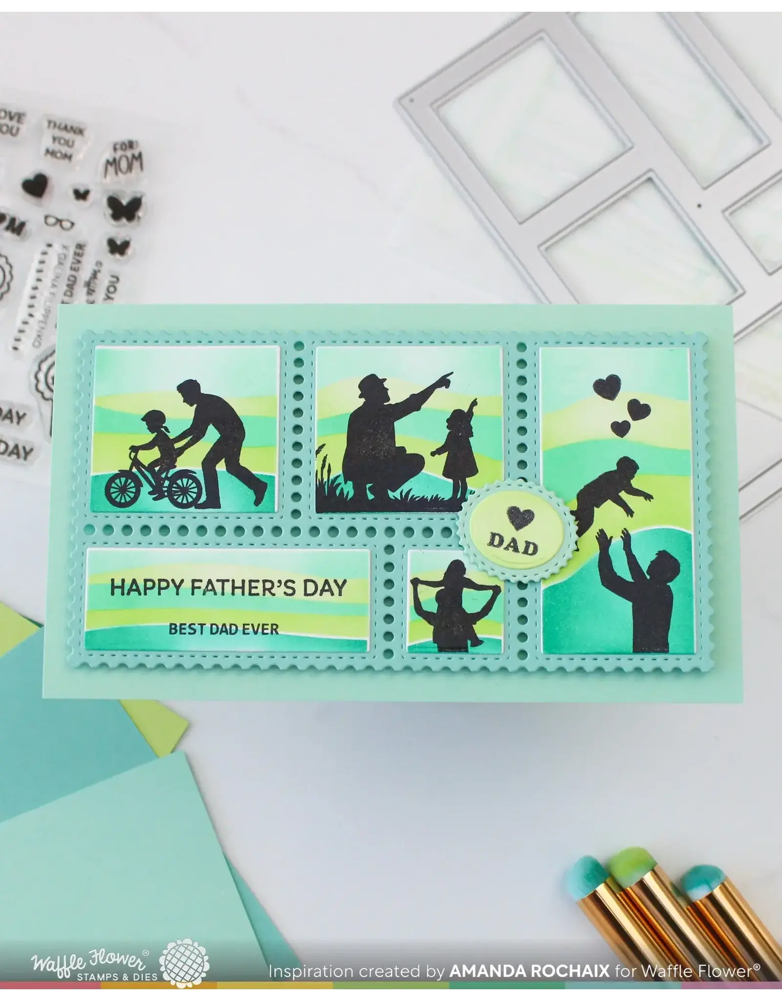 WAFFLE FLOWER WAFFLE FLOWER POSTAGE COLLAGE DAD SILHOUETTES CLEAR STAMP SET